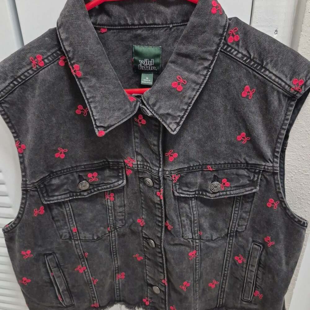Women's Denim Oversized Trucker Vest Wild Fable Black Wash